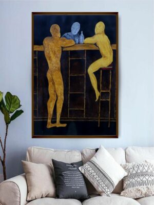 Ethereal Conversations in Night – Wooden Black Abstract Painting