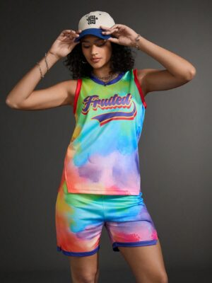 Women’s Tie Dye Sleeveless Top And Shorts Basketball Sports Set