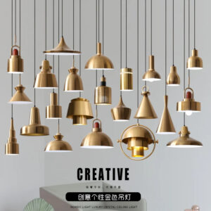 Nordic Minimalist Golden Pendant Lamp Restaurant Bar Creative Living Room Bedroom Bedside Light Led Personality Small chandelier