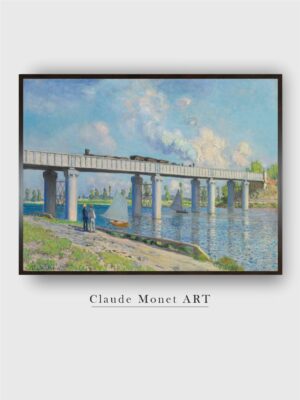 “Blue  Green Railway Bridge Canvas Painting Wall Art”