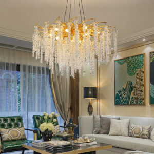 Luxury Indoor Pendant Lamp Led Gold Crystal Chandelier Led Pendant Lighting Chandelier Lighting Living Chandelier