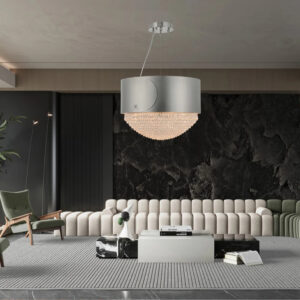 Modern new design luxury Stylish simple style stainless steel matte nickel-chrome round K9 crystal chandeliers pendant lights