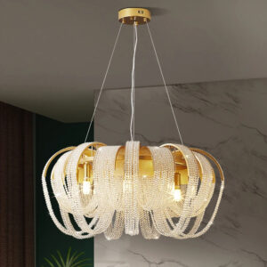 American modern luxury pendant light decoration commercial office led crystal round living room lamp kitchen tassel chandelier