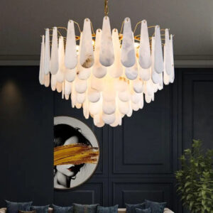 Modern minimalist alabaster chandelier living room chandeliers light luxury villa dining room bedroom decorative pendant lamp